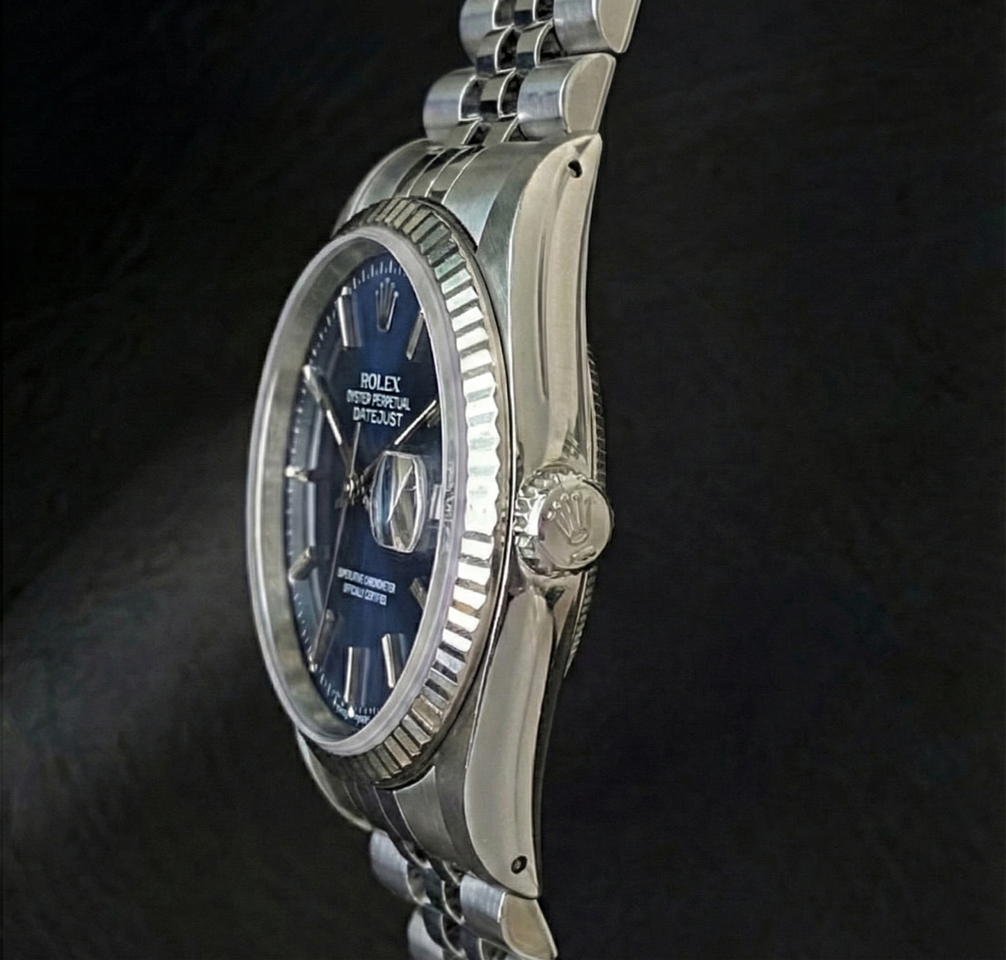 Orologio Rolex Datejust in acciaio inossidabile con quadrante blu da 36 mm