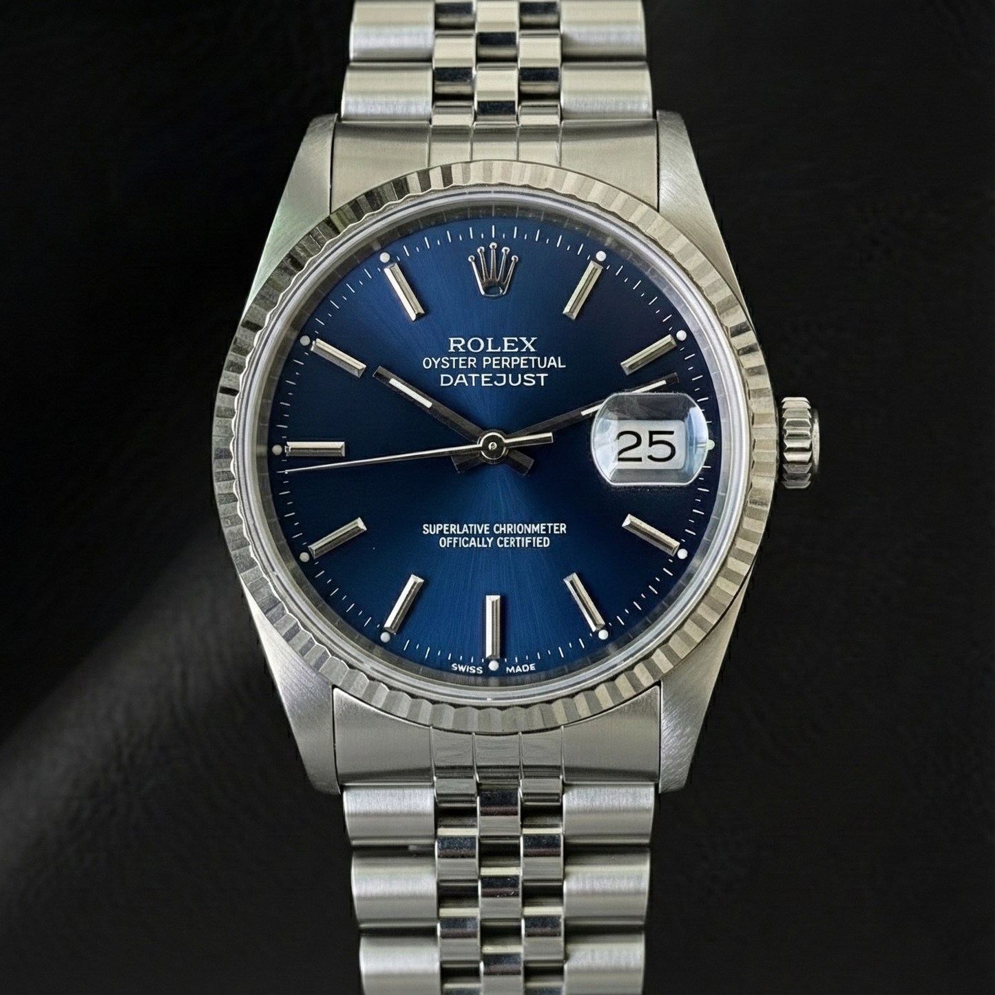 Orologio Rolex Datejust in acciaio inossidabile con quadrante blu da 36 mm