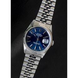 Orologio Rolex Datejust in acciaio inossidabile con quadrante blu da 36 mm