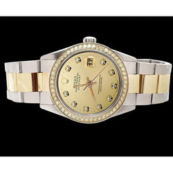 Orologio Rolex Datejust in acciaio inossidabile e oro con quadrante in diamanti e lunetta