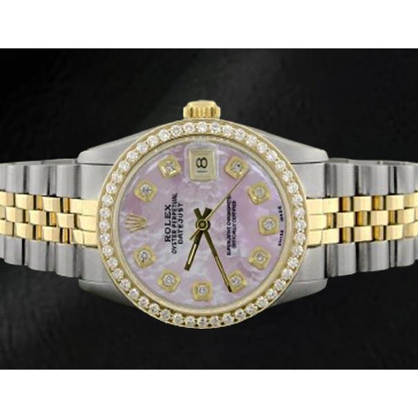 Orologio Rolex Datejust in madreperla rosa con quadrante in diamanti, 31 mm, bicolore