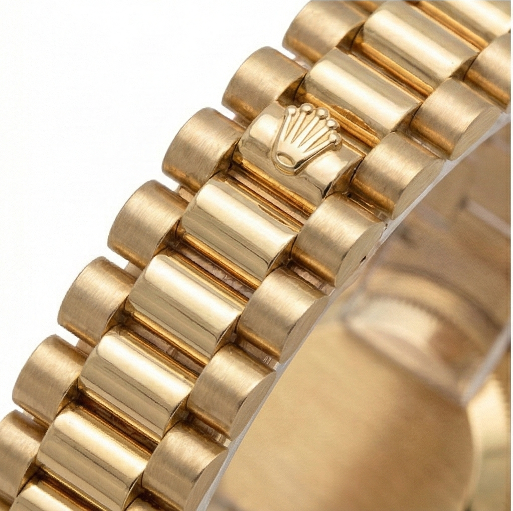 Orologio Rolex Datejust in stile presidenziale in oro giallo Lunetta Quadrante con diamanti Nero