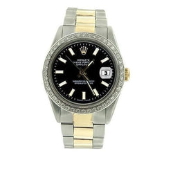 Orologio Rolex Datejust ostrica da uomo con quadrante nero e orologio da uomo in oro IMPOSTAZIONE RAPIDA