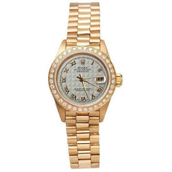 Orologio Rolex Datejust piramide romana quadrante diamanti lunetta stile presidenziale oro