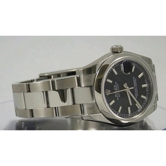 Orologio Rolex Datejust quadrante nero, bracciale in acciaio inossidabile