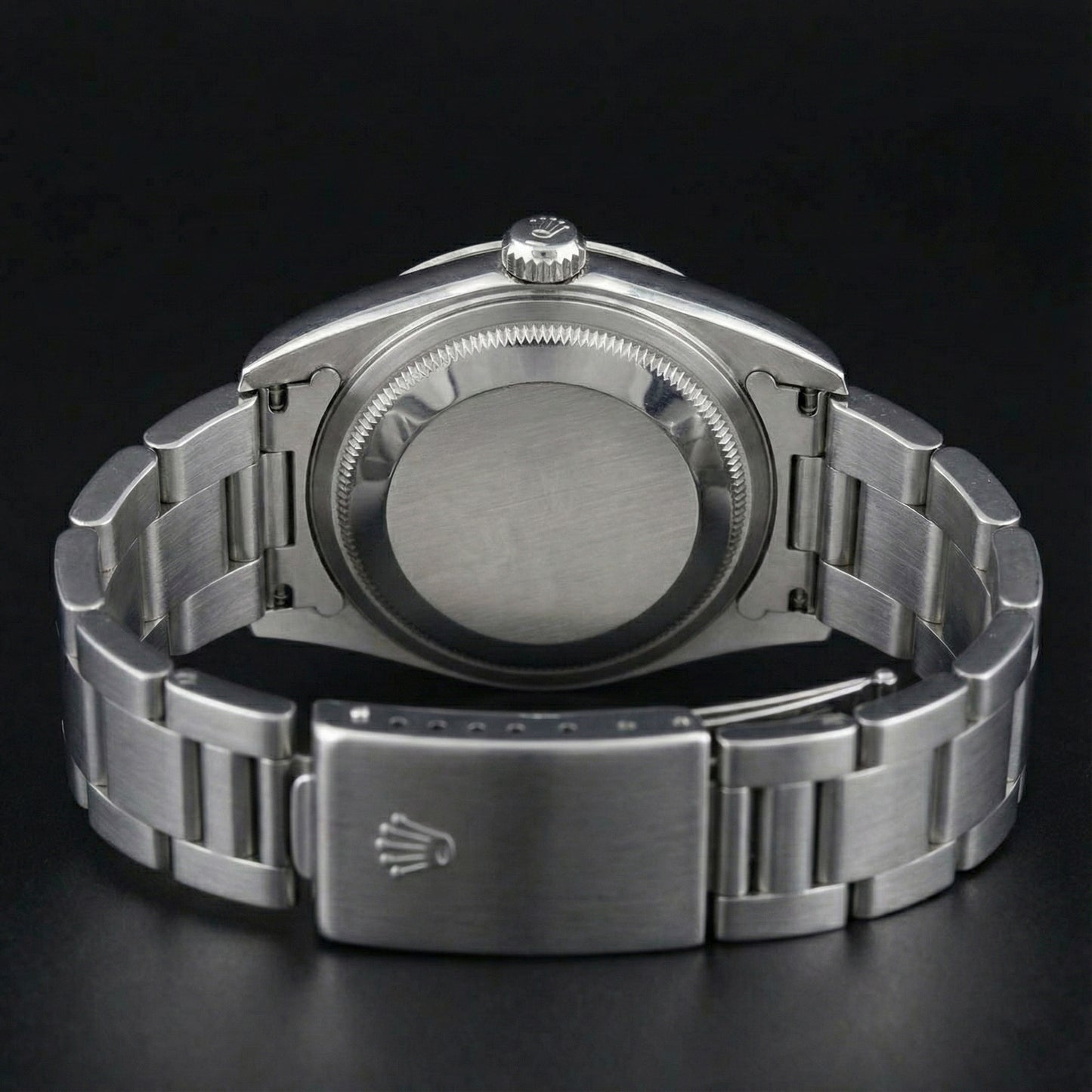 Orologio Rolex Datejust quadrante romano lunetta liscia in acciaio inossidabile di medie dimensioni