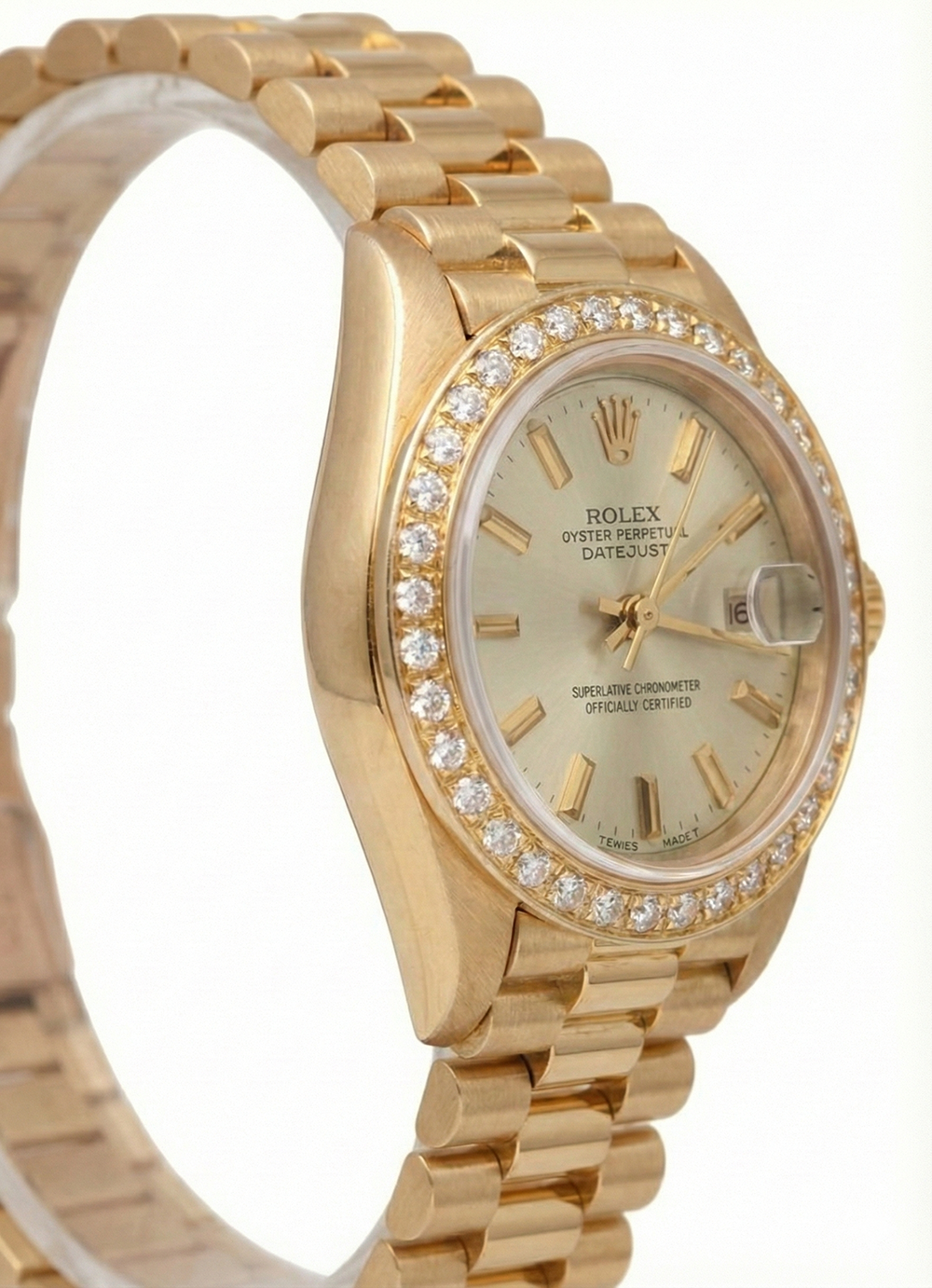 Orologio Rolex Datejust stile presidenziale Orologio con lunetta in diamanti color avorio