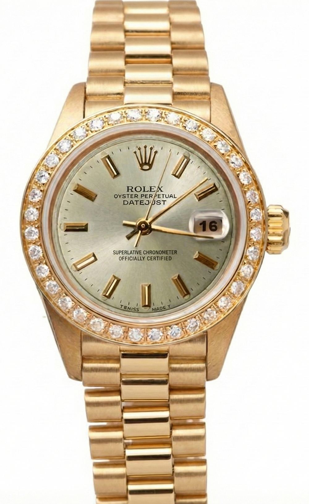 Orologio Rolex Datejust stile presidenziale Orologio con lunetta in diamanti color avorio