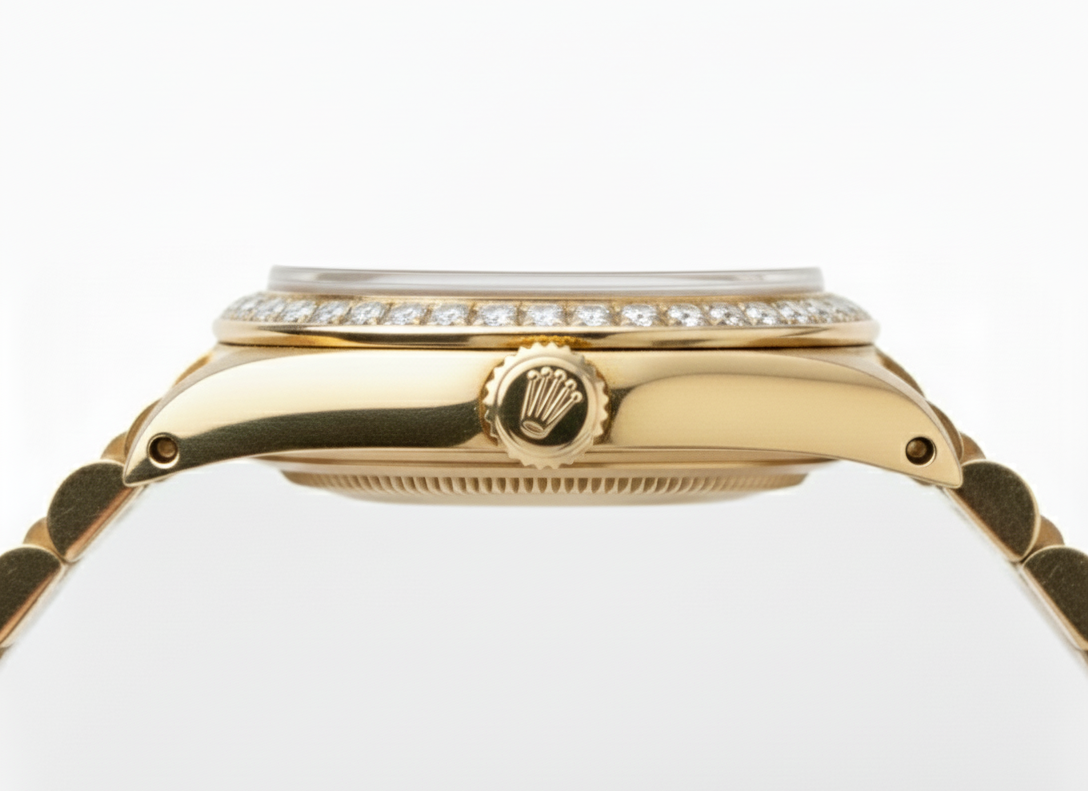 Orologio Rolex Datejust stile presidenziale bracciale quadrante grigio romano oro giallo donna