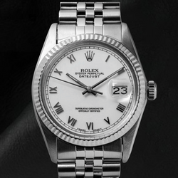 Orologio Rolex Datejust taglia media con quadrante bianco romano in acciaio inossidabile