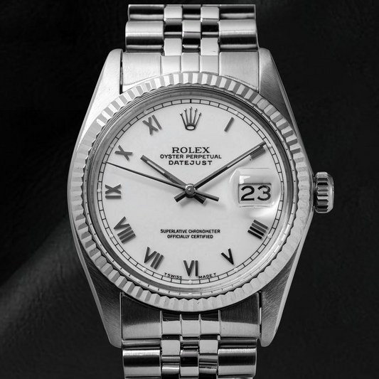 Orologio Rolex Datejust taglia media con quadrante bianco romano in acciaio inossidabile