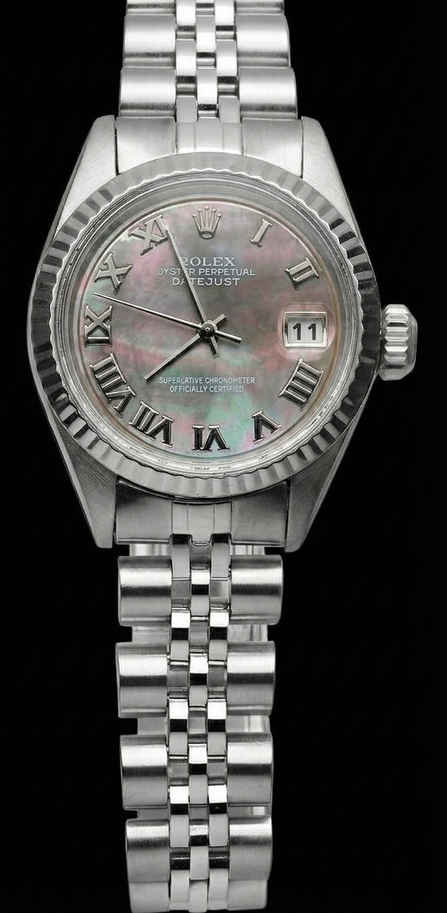Orologio Rolex Giubileo in acciaio inossidabile con quadrante grigio romano