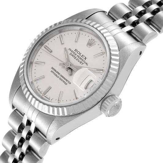 Orologio Rolex Lady-Datejust 26 mm in acciaio inossidabile con quadrante argento