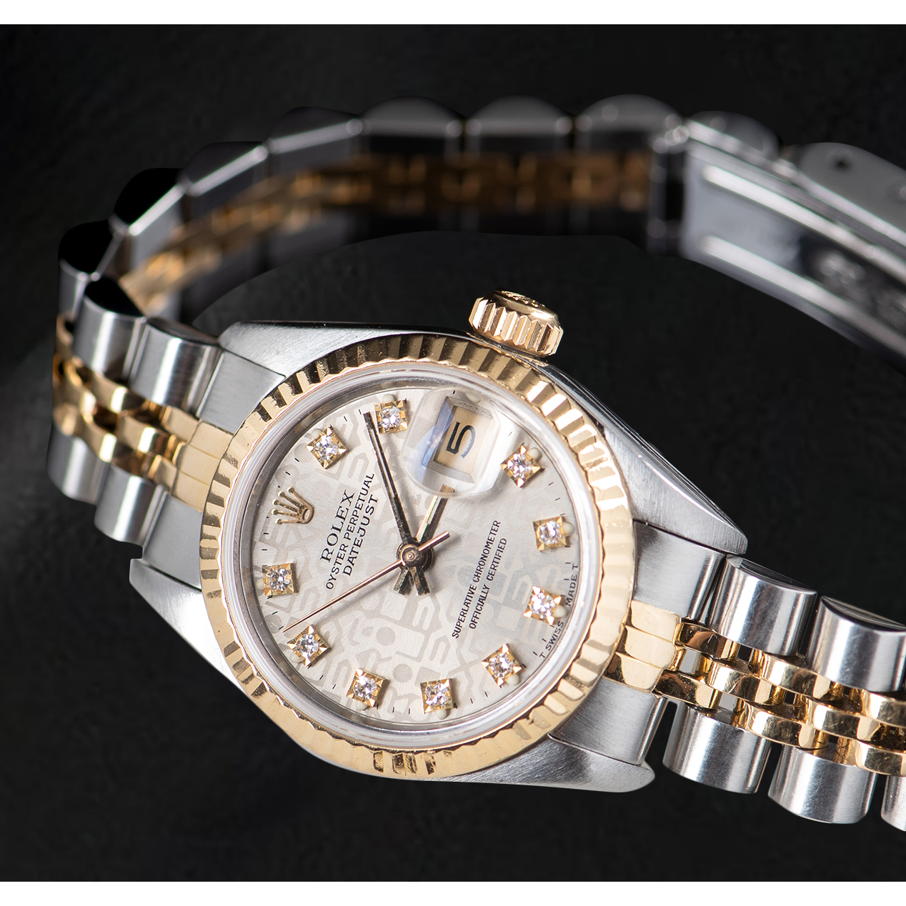 Orologio Rolex Lady Datejust 26 mm quadrante bicolore argento e diamanti Jubilee
