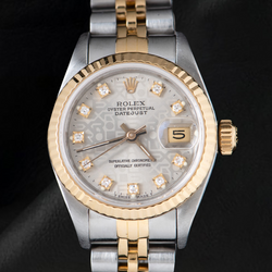 Orologio Rolex Lady Datejust da 26 mm con quadrante argento e diamanti bicolore