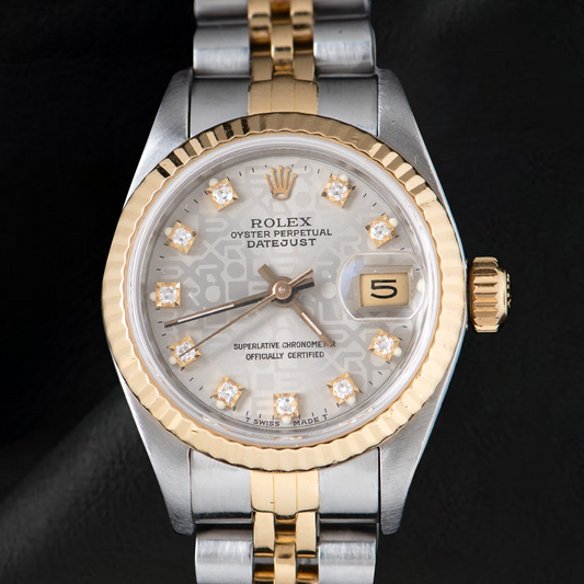 Orologio Rolex Lady Datejust da 26 mm con quadrante argento e diamanti bicolore