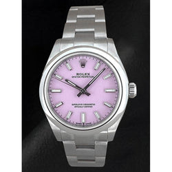 Orologio Rolex Ostrica perpetua da 31 mm in acciaio inossidabile con quadrante rosa caramello
