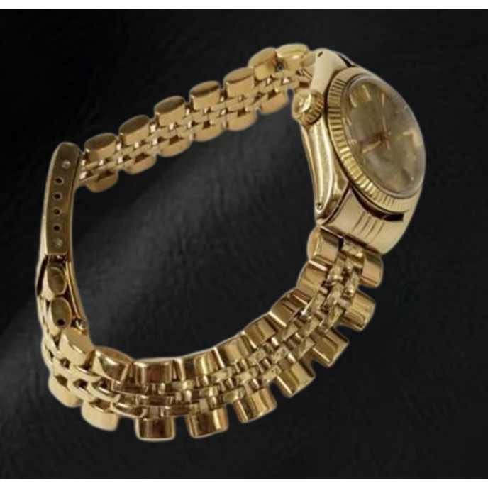 Orologio Rolex Oyster Perpetual da 24 mm con quadrante champagne e oro giallo