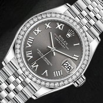 Orologio Rolex Signora Datejust 278240 in acciaio con quadrante grigio romano da 31 mm