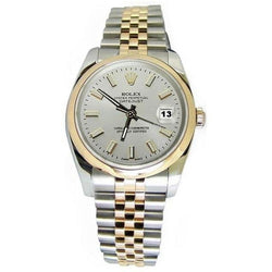 Orologio Rolex bicolore da uomo con data e lunetta liscia in oro SET RAPIDO