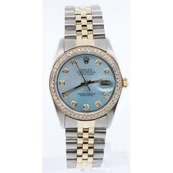 Orologio Rolex con bracciale giubileo bicolore Datejust quadrante blu con diamanti lunetta SET RAPIDO