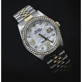 Orologio Rolex con data e lunetta con diamanti ricoperto 
