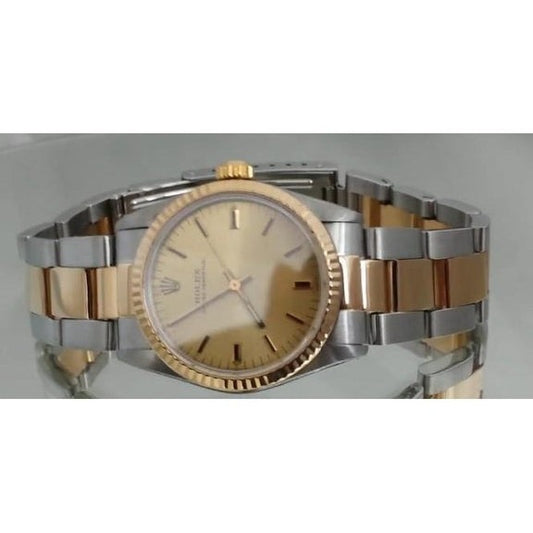 Orologio Rolex con datario, bracciale, quadrante bicolore

