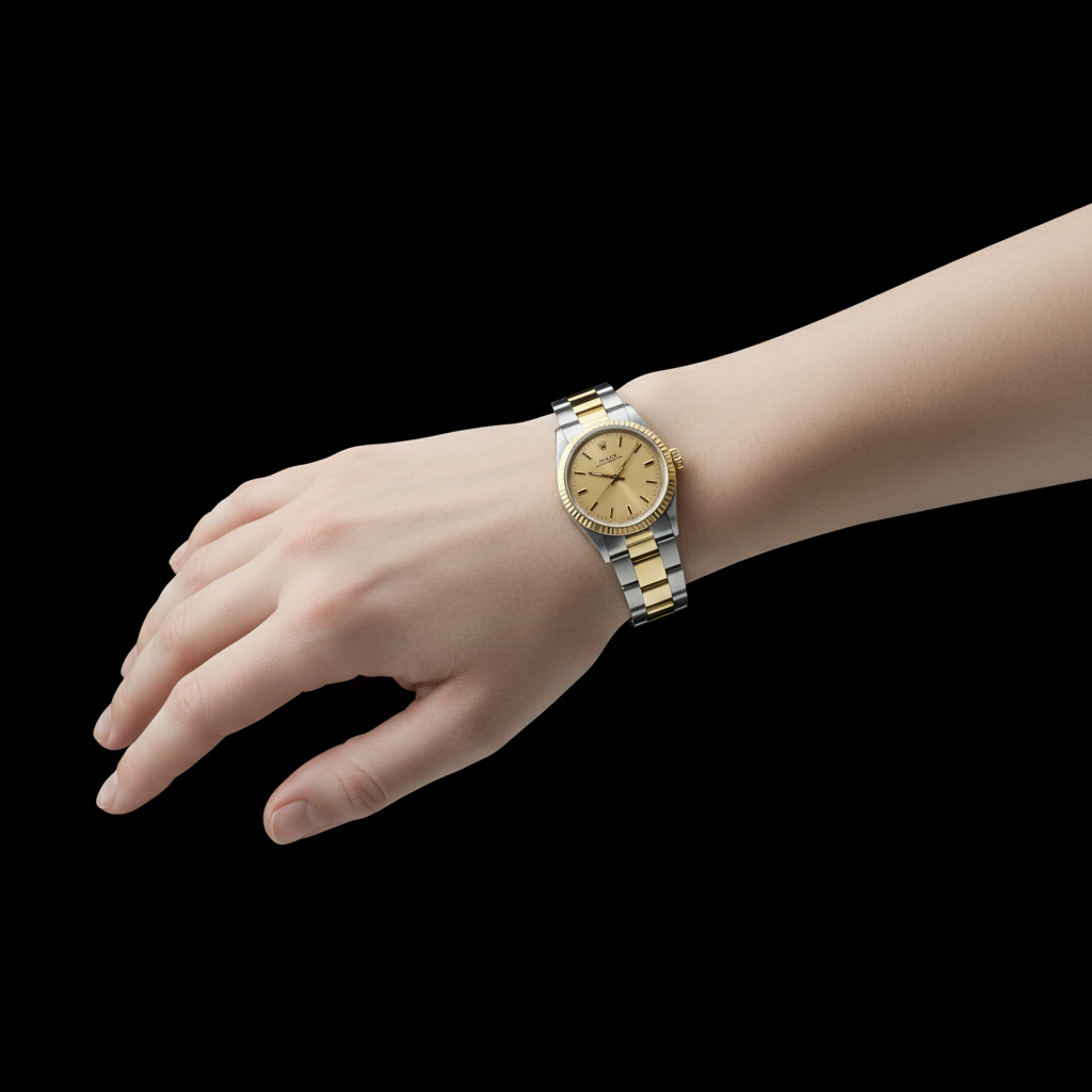 Orologio Rolex con datario, misura media da 30 mm, bracciale, quadrante bicolore P5