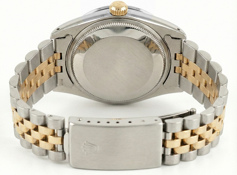 Orologio Rolex con datario, quadrante argentato, lunetta in diamanti, acciaio inossidabile e Giubileo in oro