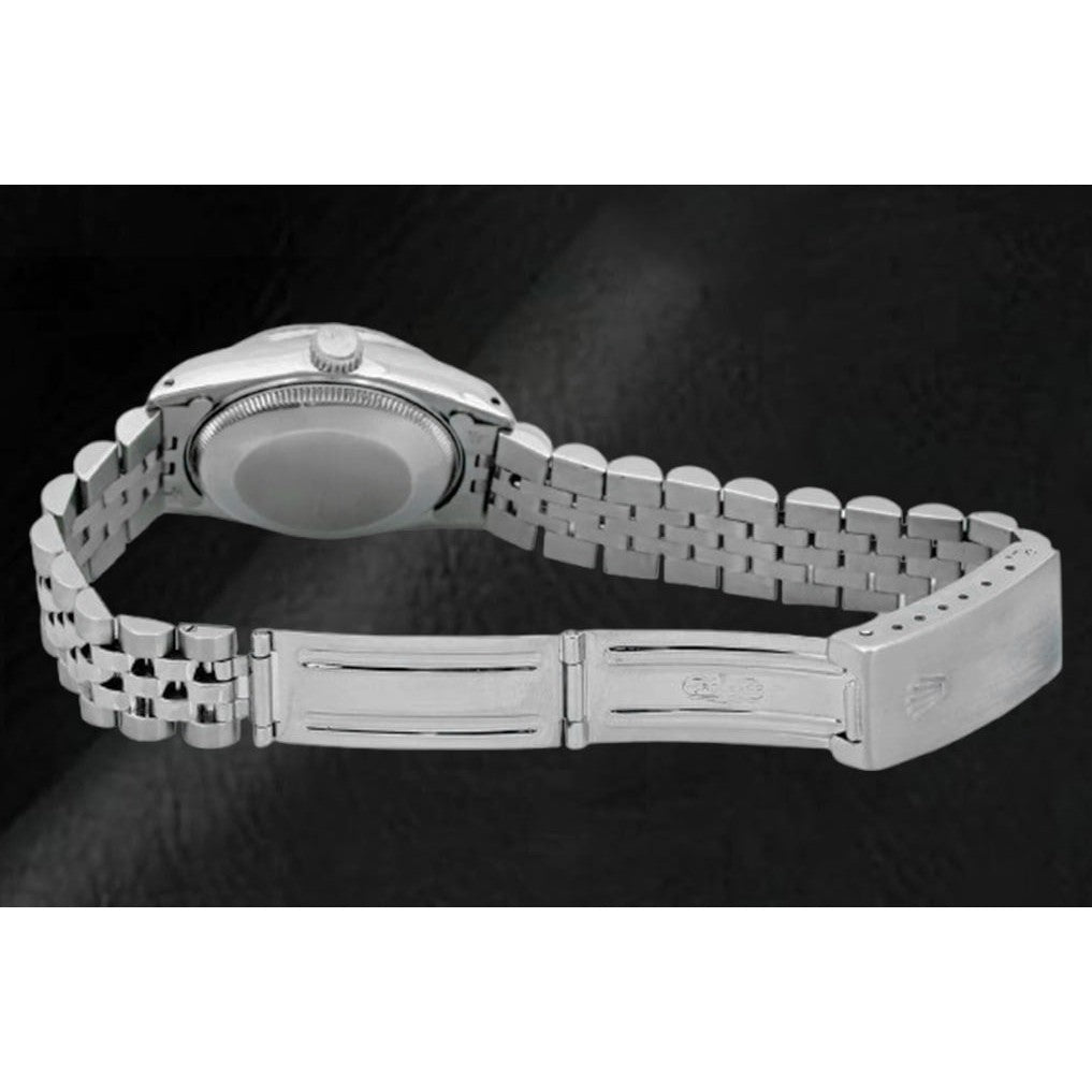 Orologio Rolex con quadrante in diamanti neri e bracciale giubileo in acciaio inossidabile