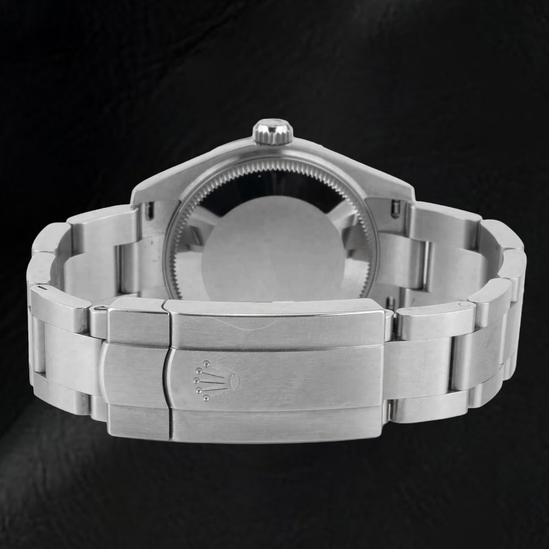 Orologio Rolex da 36 mm in acciaio inossidabile con quadrante luminoso color lavanda