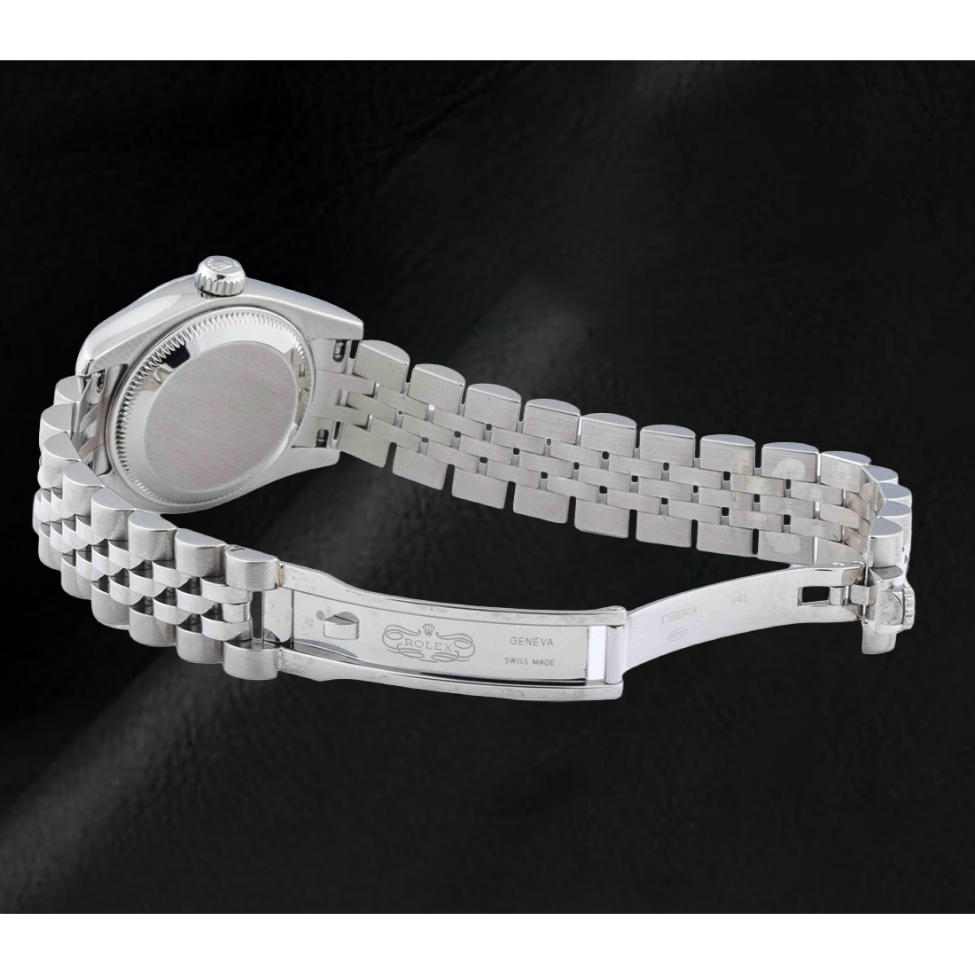 Orologio Rolex da donna Datejust 26 mm con quadrante color salmone, lunetta scanalata e chiusura a scomparsa Jubilee