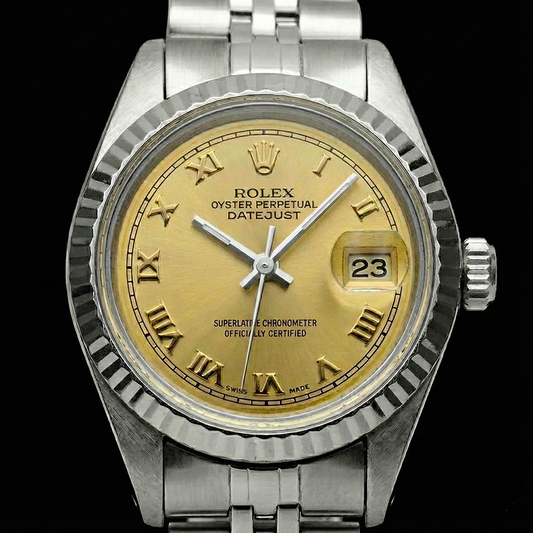Orologio Rolex da donna Datejust Quadrante in acciaio inossidabile Bracciale giubileo Lunetta scanalata