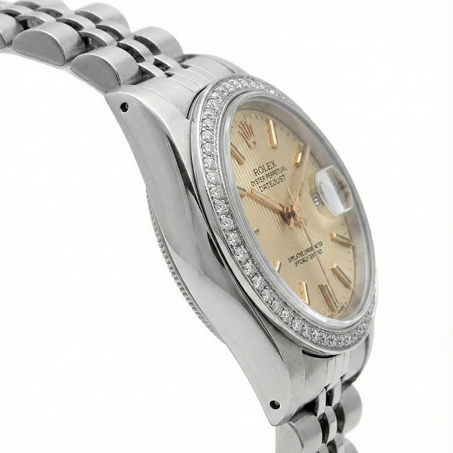 Orologio Rolex da donna Datejust in acciaio inossidabile Jubilee Tapestry Stick Dial Rolex