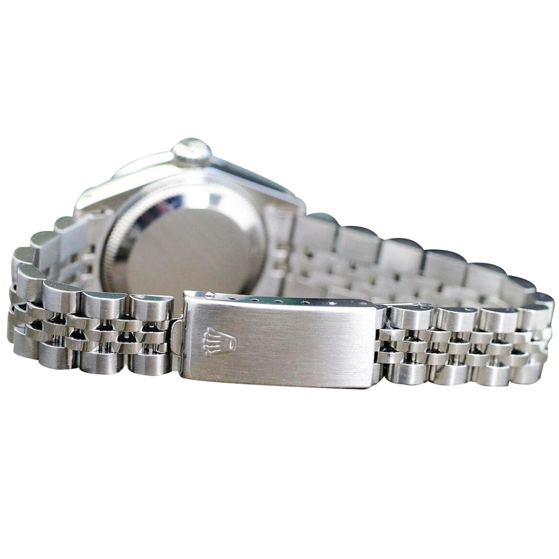 Orologio Rolex da donna Datejust in acciaio inossidabile con quadrante e lunetta in diamanti