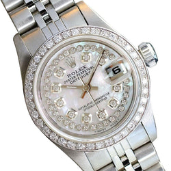Orologio Rolex da donna Datejust in acciaio inossidabile con quadrante e lunetta in diamanti