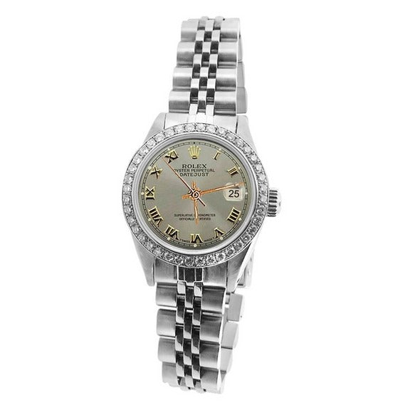 Orologio Rolex da donna con lunetta in diamanti e cinturino in acciaio inossidabile 