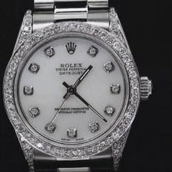 Orologio  Rolex di medie dimensioni Bracciale ostrica con lunetta di diamanti personalizzata Acciaio inossidabile