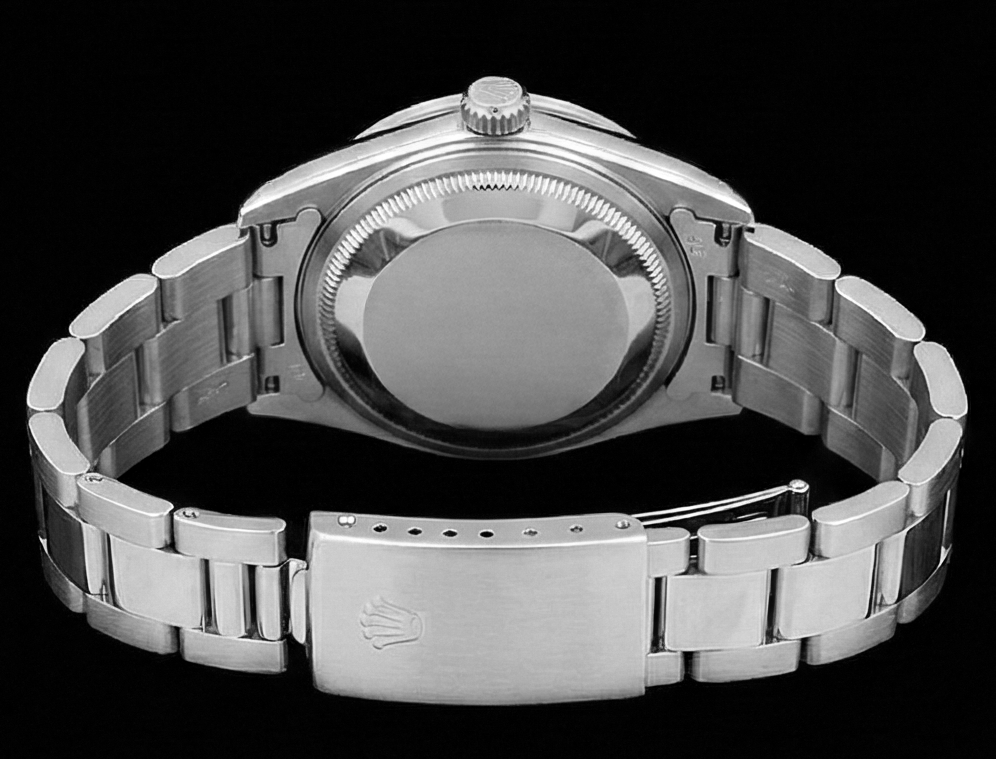 Orologio Rolex di medie dimensioni senza data da 31 mm con lunetta personalizzata con diamanti in acciaio inossidabile