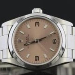 Orologio Rolex  di misura media da 31 mm, lunetta liscia, quadrante rosa, acciaio inossidabile