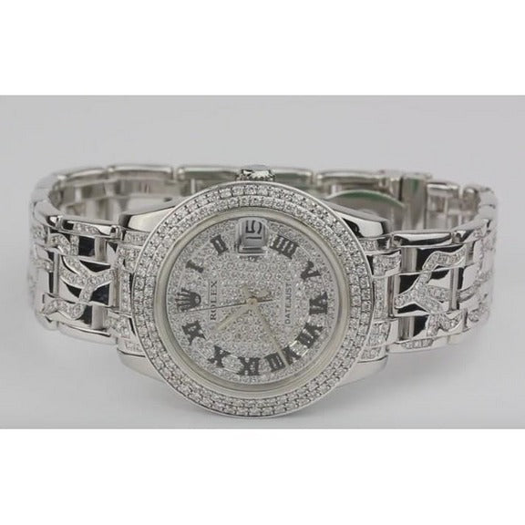 Orologio Rolex maestro di perle da 29 mm con diamanti personalizzati ghiacciati 