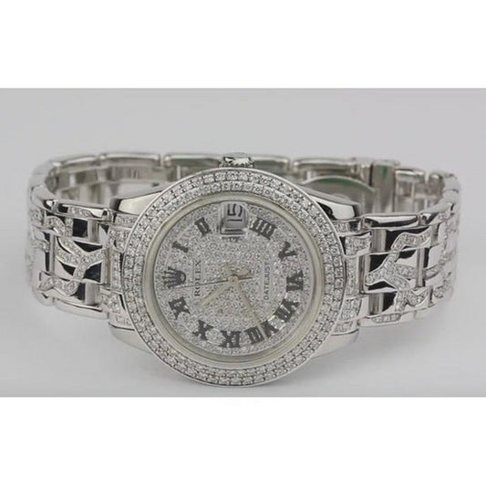 Orologio Rolex maestro di perle da 29 mm con diamanti personalizzati ghiacciati da 10 carati

