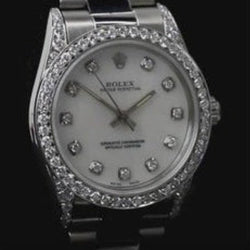 Orologio Rolex di medie dimensioni Bracciale ostrica con lunetta di diamanti personalizzata Acciaio inossidabile
