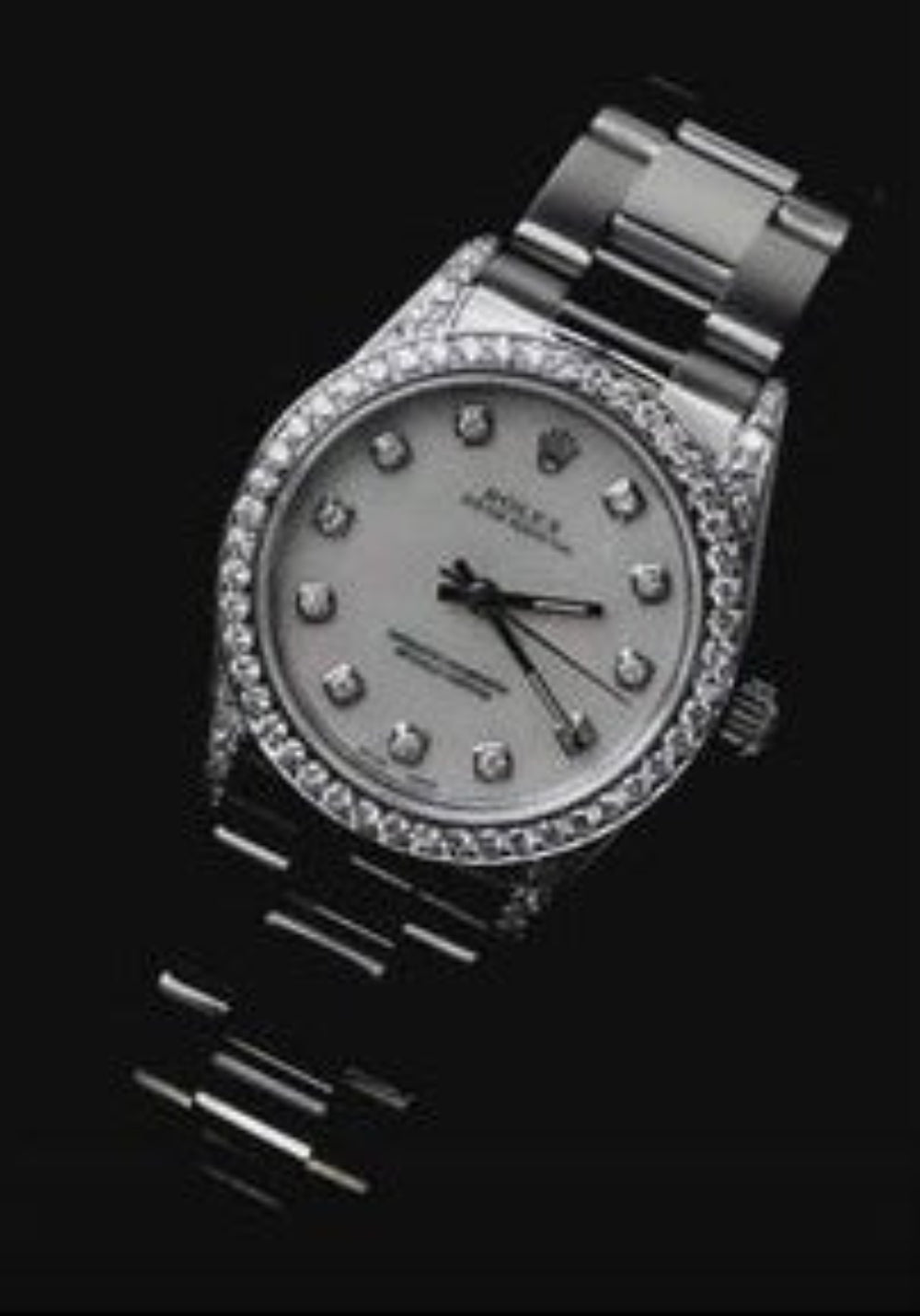 Orologio Rolex medie dimensioni Bracciale ostrica con lunetta di diamanti personalizzata