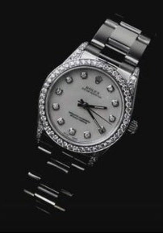 Orologio Rolex medie dimensioni Bracciale ostrica con lunetta di diamanti personalizzata