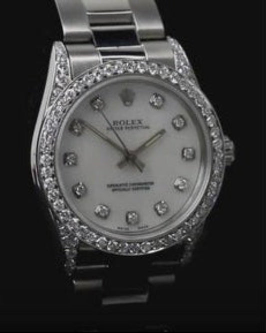 Orologio Rolex medie dimensioni Bracciale ostrica con lunetta di diamanti personalizzata