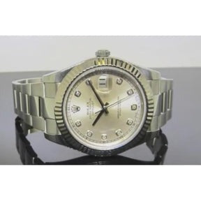 Orologio Rolex modello 126334 con quadrante argento e diamanti, bracciale Oyster