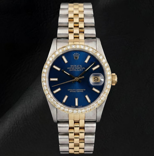 Orologio Rolex signora 31mm Datejust quadrante blu luminoso