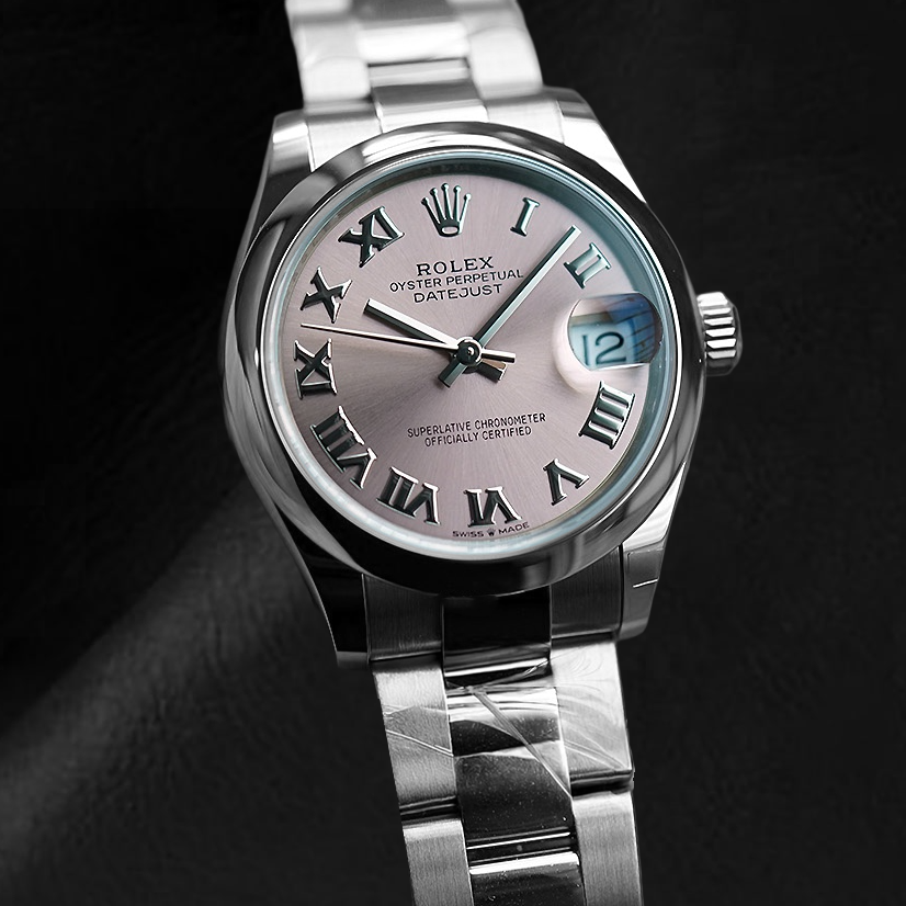 Orologio Rolex signora Datejust in acciaio con quadrante romano color salmone