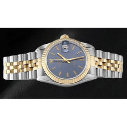 Orologio Rolex signora Datejust in acciaio oro giallo 18 carati quadrante blu 31mm